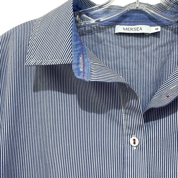Mersea Dress Womens Medium Blue White Stripe Essential Shirt Dress - Picture 7 of 14